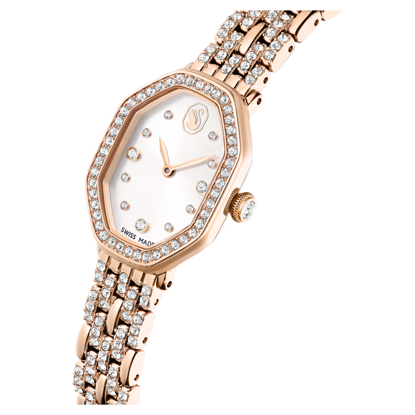 swarovski dextera octagon watch  swiss made  metal bracelet  gold tone  rose gold tone finish