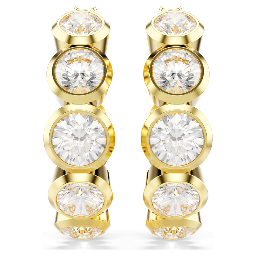 swarovski imber hoop earrings  round cut  white  gold tone plated