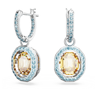 swarovski chroma drop earrings octagon cut multicolored rhodium plated