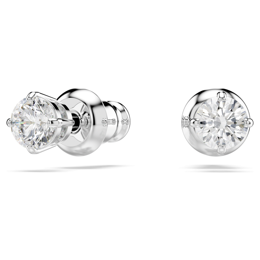swarovski stilla attract stud earrings  round cut  white  rhodium plated