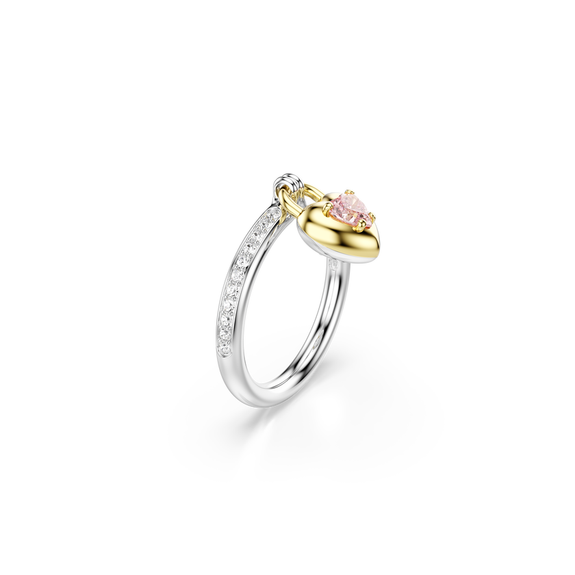 swarovski idyllia motif ring  mixed cuts  heart  multicolored  mixed metal finish