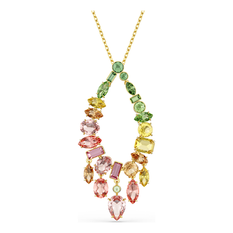 swarovski gema pendant  mixed cuts  multicolored  gold tone plated