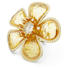 swarovski florere cocktail ring  flower  yellow  gold tone plated