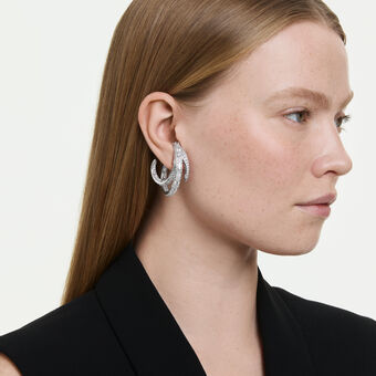 swarovski vienna clip earrings  mixed cuts  white  rhodium plated