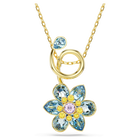 swarovski idyllia pendant mixed cuts flower blue gold tone plated