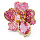 swarovski idyllia cocktail ring pav flower pink gold tone plated