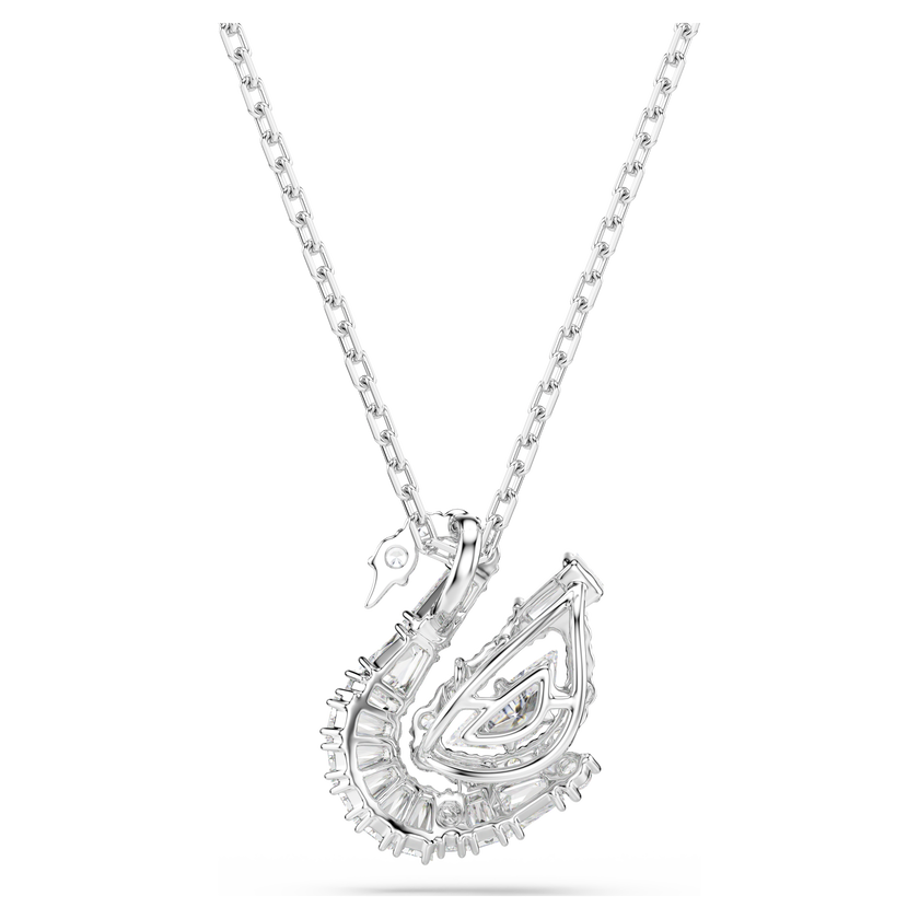 swarovski swan pendant  mixed cuts  swan  white