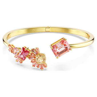swarovski gema bangle  mixed cuts  pink  gold tone plated