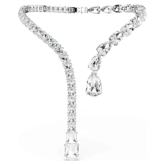 swarovski matrix open necklace  mixed cuts  white  rhodium plated