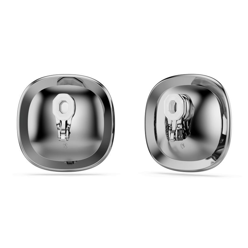 swarovski una angelic clip earrings  cushion cut  white  ruthenium plated