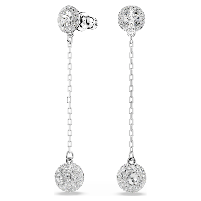 swarovski una angelic drop earrings  round cut  white  rhodium plated