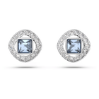 swarovski angelic stud earrings square cut blue rhodium plated