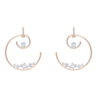 North Hoop Pierced Earrings, White, Rose-gold tone plated