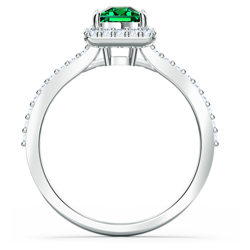 swarovski angelic rectangular ring  green  rhodium plated