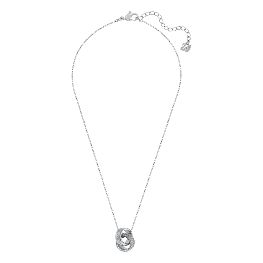 Further Pendant, Small, White, Rhodium Plated