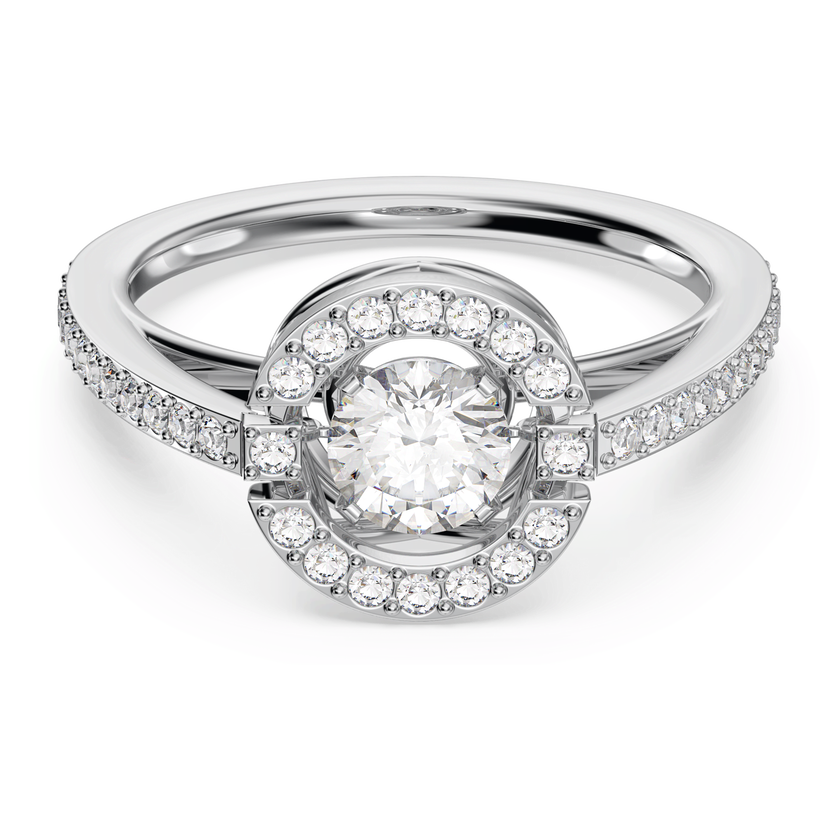 swarovski sparkling dance round ring  white  rhodium plating