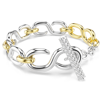 swarovski dextera bracelet  round cut  t bar  white  mixed metal finish