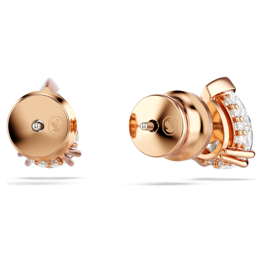 swarovski stilla stud earrings  pear cut  white  rose gold tone plated