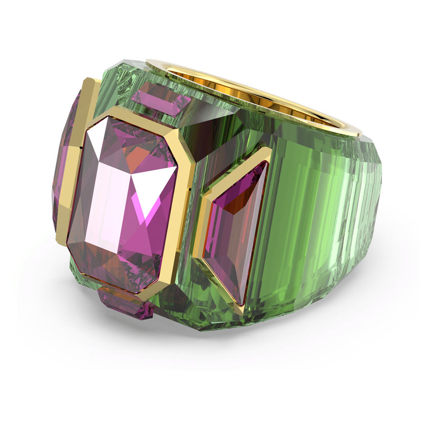 swarovski chroma cocktail ring  green  gold tone plated