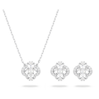 swarovski sparkling dance set  mixed cuts  clover  white  rhodium plated