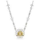Idyllia necklace, Flower, Yellow, Rhodium plated