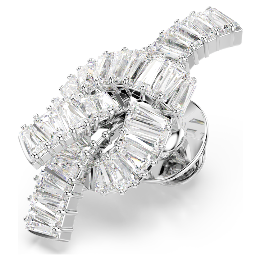 swarovski matrix tack pin  baguette cut  knot  white  rhodium plated
