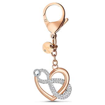 swarovski infinite bag charm infinity and heart white mixed metal finish