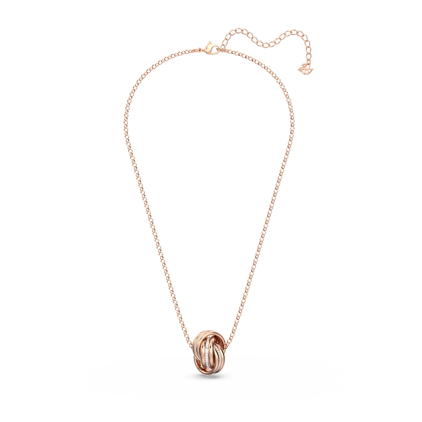 swarovski further pendant  intertwined circles  white  rose gold tone plated