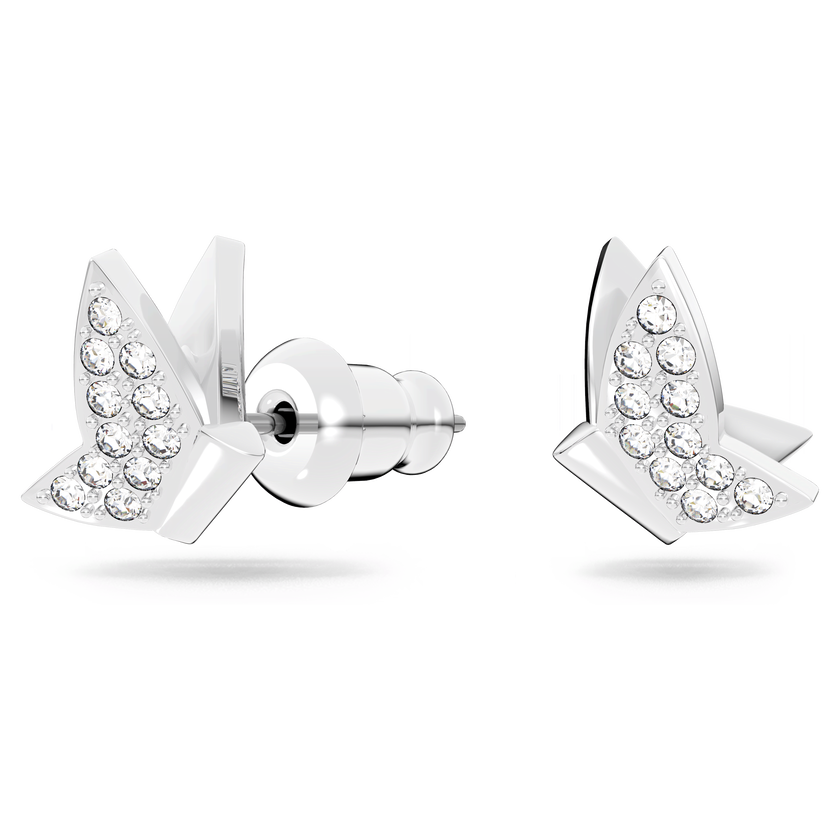 swarovski idyllia lilia stud earrings  butterfly  white  rhodium plated