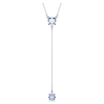 swarovski attract y necklace  round cut  blue  rhodium plated
