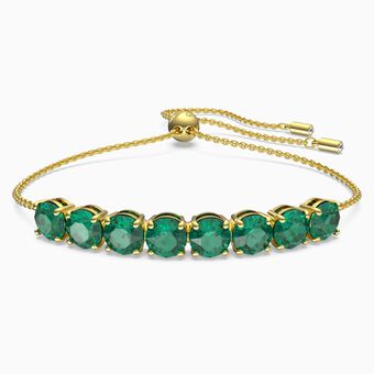 Exalta bracelet, Green, Gold-tone plated