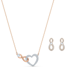 swarovski infinity heart set white mixed metal finish