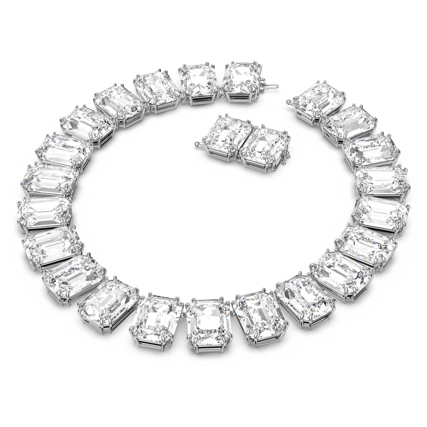 swarovski millenia necklace  octagon cut crystals  white  rhodium plated