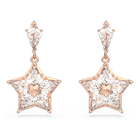 Stella drop earrings, Kite cut, Star, White, Rose gold-tone plated