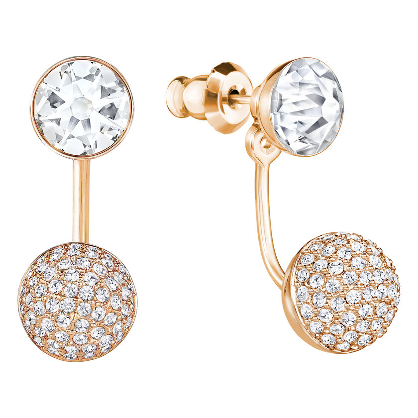 swarovski forward earring jackets  round cut  white  rose gold tone plated