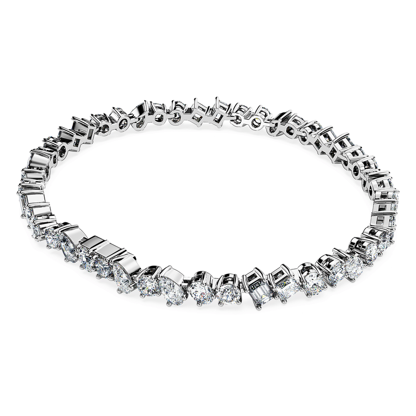 swarovski galaxy tennis bracelet  lab grown diamonds 5 ct tw  mixed shapes  18k white gold