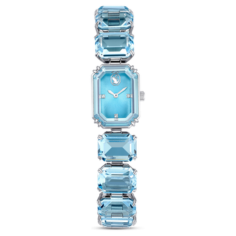 swarovski watch  octagon cut bracelet  blue  stainless steel