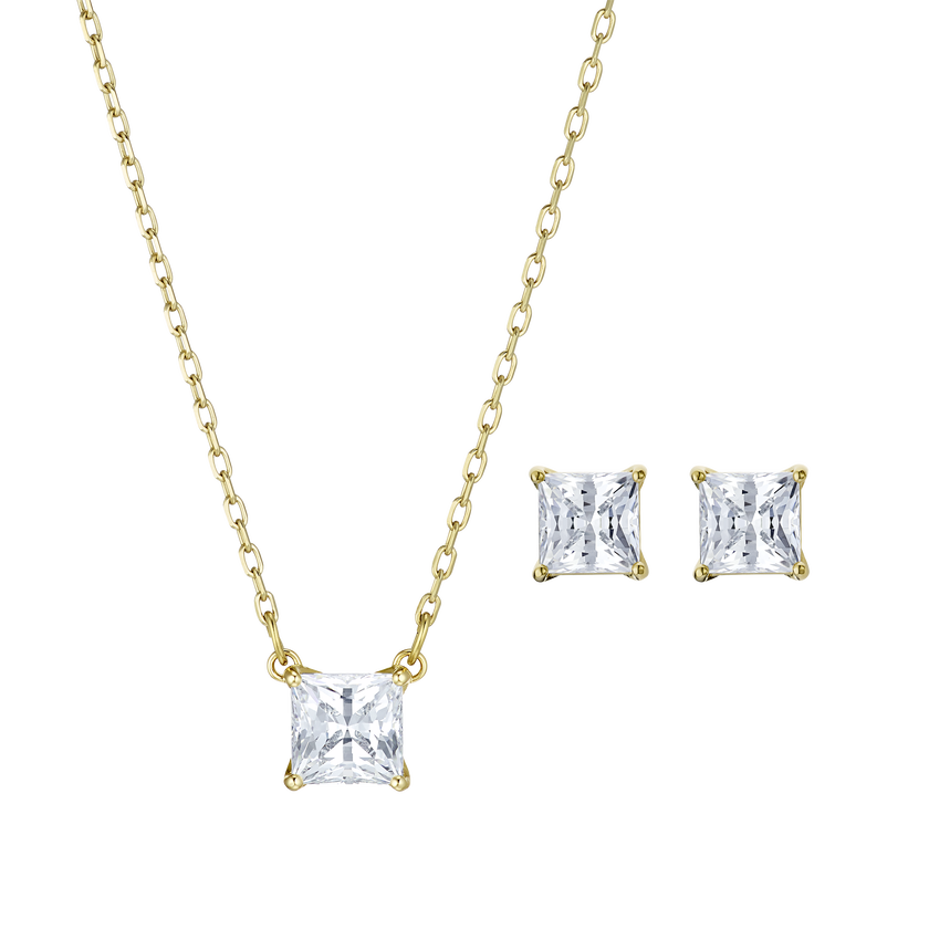 Attract Set, White, Gold-tone plated