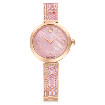 swarovski illumina watch swiss made crystal bracelet pink rose gold tone finish