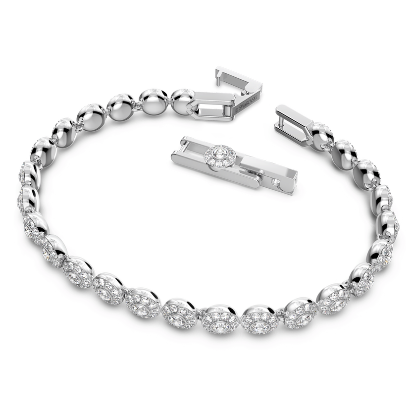 swarovski una angelic tennis bracelet  round cut  small  white  rhodium plated