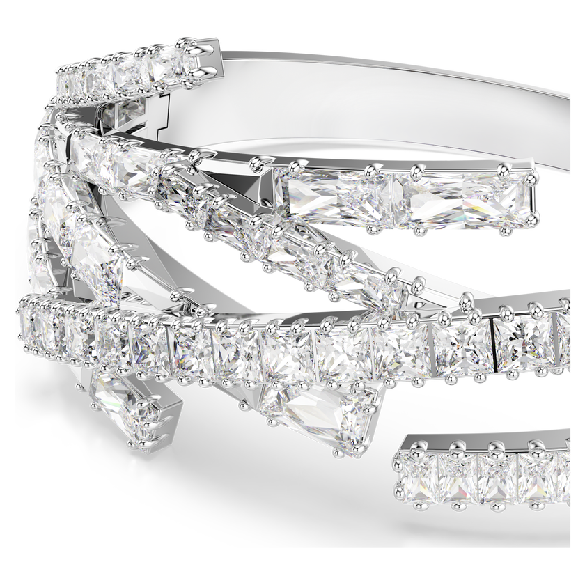 swarovski matrix bangle  mixed cuts  white  rhodium plated