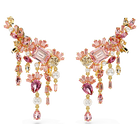 swarovski gema clip earrings mixed cuts chandelier flower pink gold tone plated