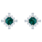 swarovski palace stud pierced earrings green rhodium plated