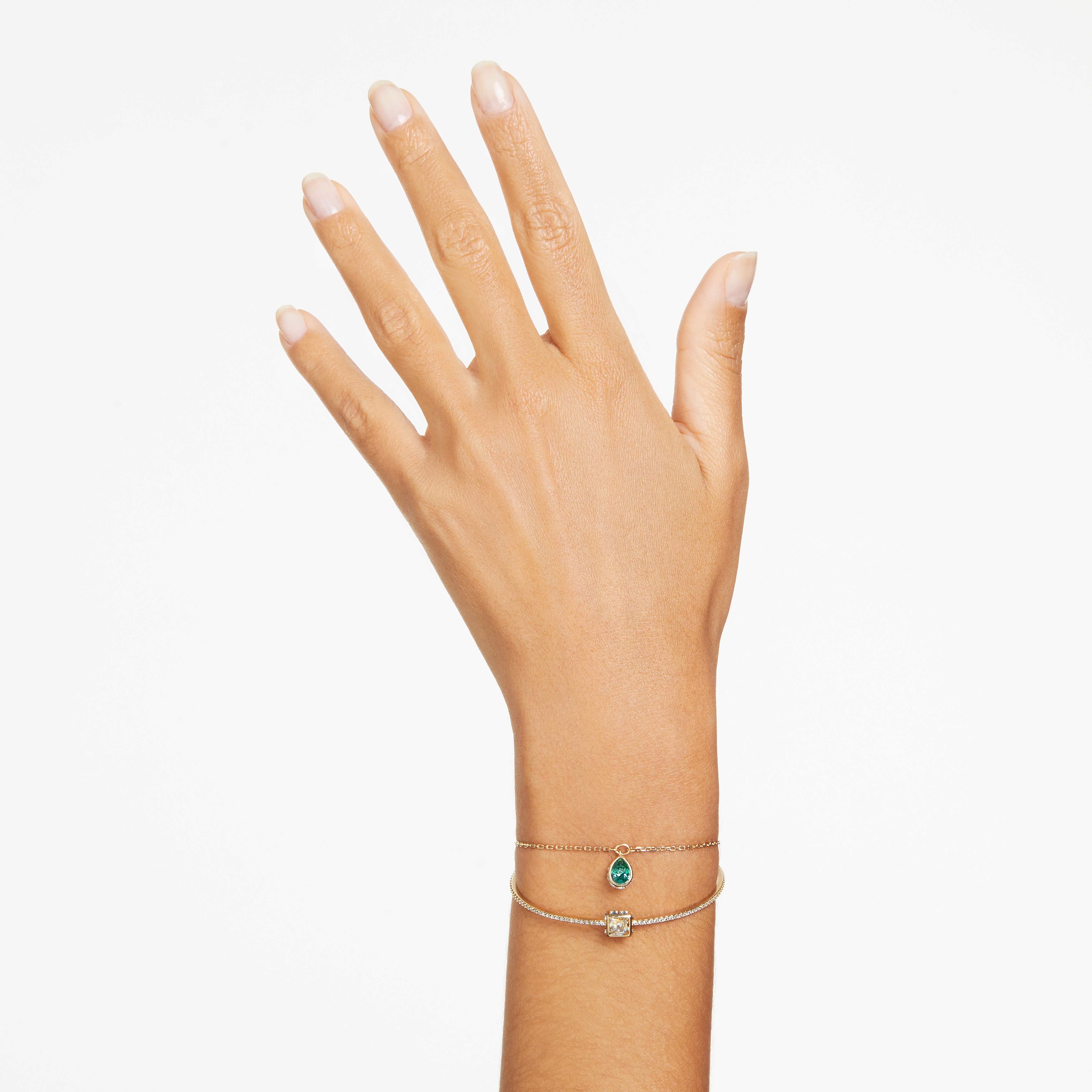 swarovski chroma bangle  mixed cuts  multicolored  gold tone plated