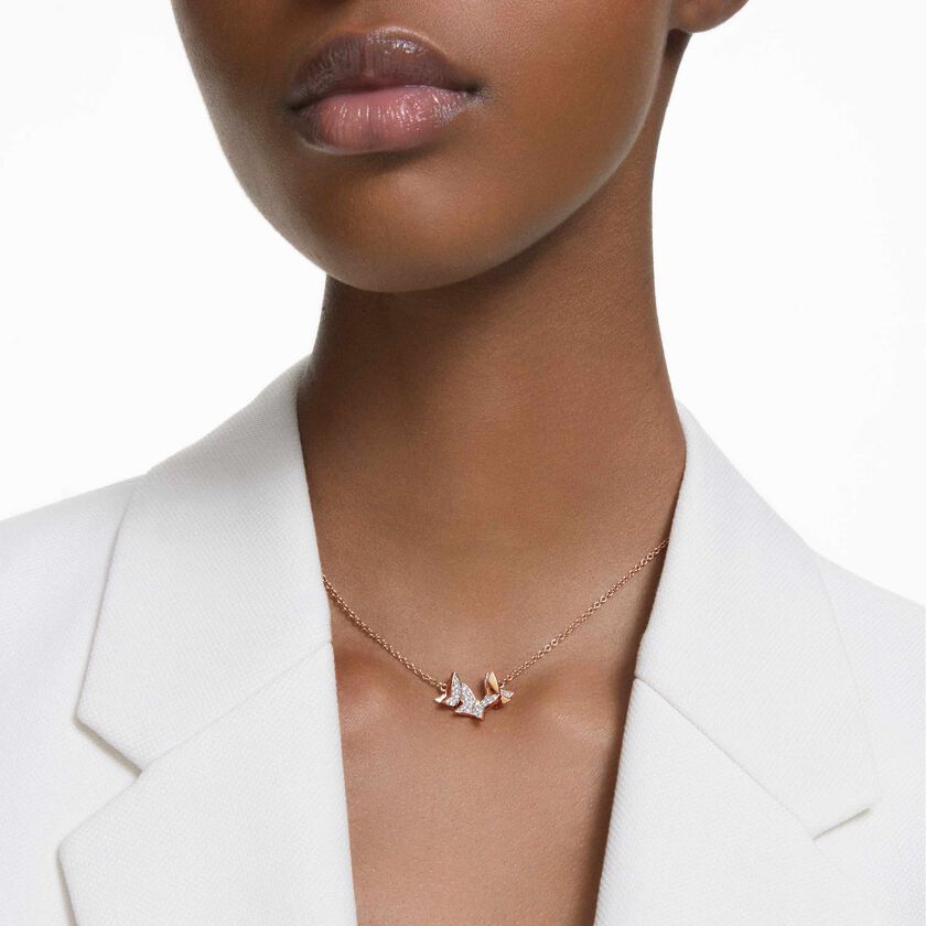 Buy Swarovski Lilia necklace, Butterfly, White, Rose gold-tone plated