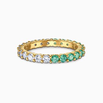 Vittore Half Ring, Green, Gold-tone plated