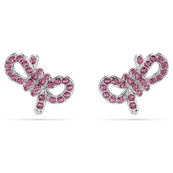 swarovski lifelong bow stud earrings  bow  pink  rhodium plated