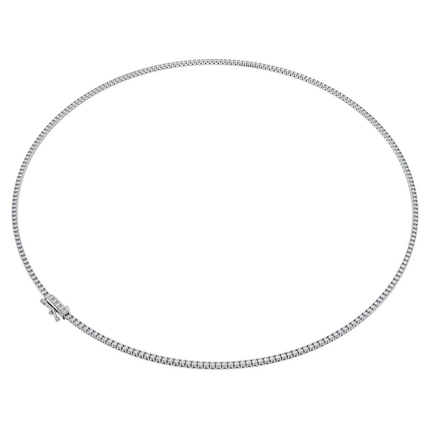 swarovski eternity tennis necklace  lab grown diamonds 3 ct tw  round shape  18k white gold