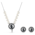 swarovski swan set crystal pearl swan gray rhodium plated