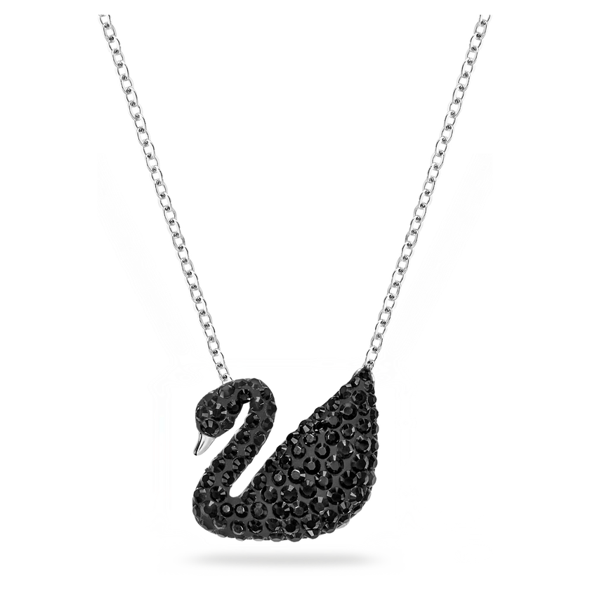 swarovski iconic swan pendant  black  rhodium plated